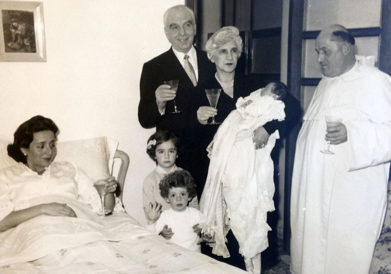 Yana, Monica, Giovanni, Vittorio Cini, Olga Mattarazzo e Père Gagnebet nel 1956
