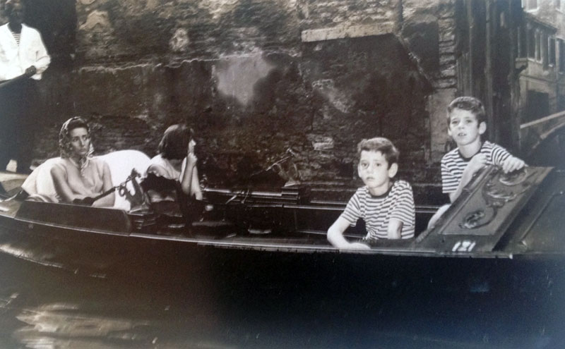 In a gondola in Venice in August 1962