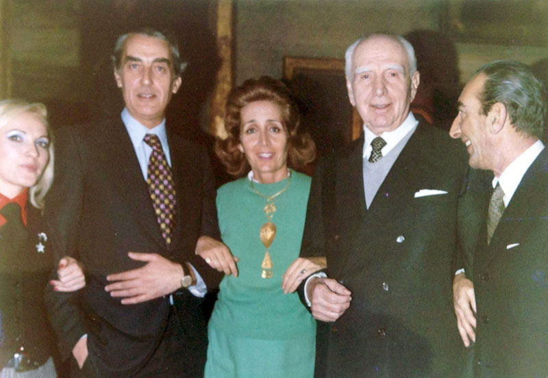 Franca, Luciano, Yana, Vittorio Cini e Fabio Franco a Venezia nel dicembre del 1971